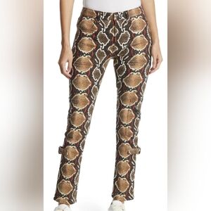 Burberry Cocoa Brown Snake Pattern Skinny Women's Pants 27 US Buckle Italy EUC